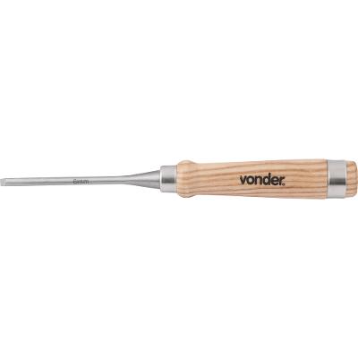 Formão goivado 06mm aço carbono cabo madeira Vonder
