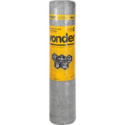 Tela Metálica Viveiro Hex Malha 1/2'' BWG24 1,0m 50m Vonder