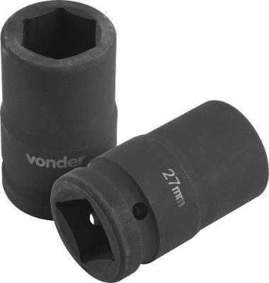 Soquete sextavado impacto encaixe 1" 27mm fosfatizado Vonder