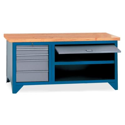 Bancada com 5 Gavetas Porta retrátil Suporte para morsa N05 e Tampo de pinus 40mm 217A CMB