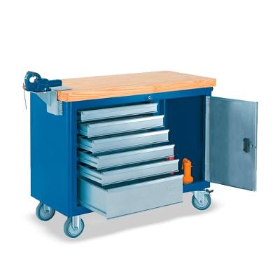 Bancada móvel com Tampo de pinus 40mm e Suporte para morsa 500 CMB