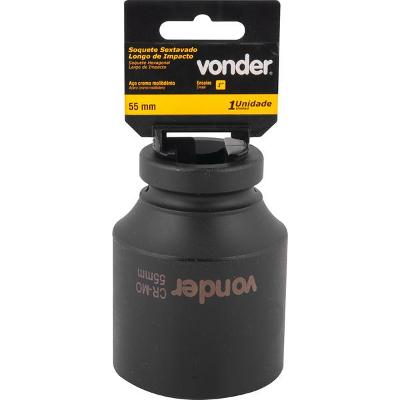 Soquete Sextavado Impacto Longo enc 1" 55mm Aço Cromo Vonder