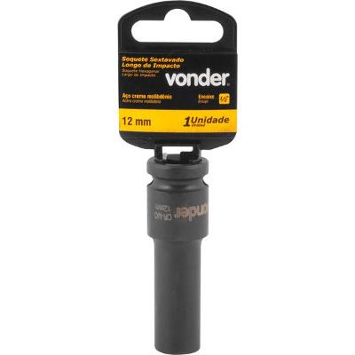 Soquete Sext Impacto Longo Enc 1/2" 12mm Aço Cromo Vonder