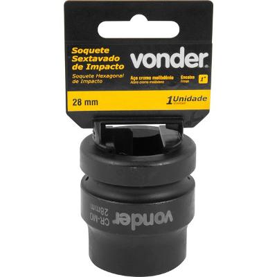 Soquete Sextavado Impacto Encaixe 1" 28mm Aço Cromo Vonder