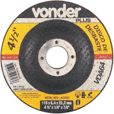 Disco De Desbaste 115x6,4x22,22 Para Aço Carbono Vda64 - V