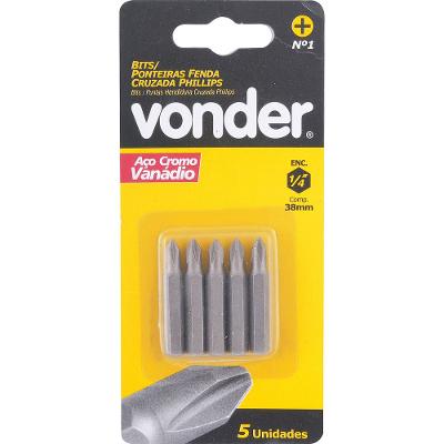 Bits ponteira philips 1/4" n.2 1/4x25mm com 5 peças - Vonder