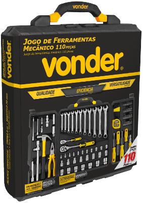 Jogo de Ferramentas com 110 peças para Mecânico Vonder