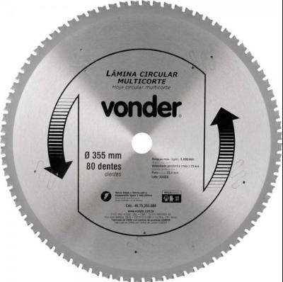 Lamina Circular Multicorte 355x2.2x3.0x80D Vonder