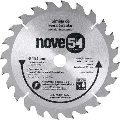 Lamina Serra Circular Vídea 185x20x2,2mm 24 Dentes 7200 Rpm