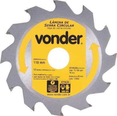 Lâmina Serra Circular Vídea 110x20x2,6mm 12D 12100Rpm Vonder