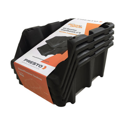 Kit 4 Gavetas Empilhaveis N5 Preto Presto