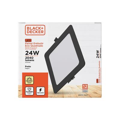 Painel Led Eco Quadrado Preto BIV  24W 4000K Black+Decker
