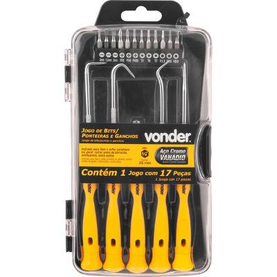 Bits/Ponteira + Ganchos com 17 peças Vonder