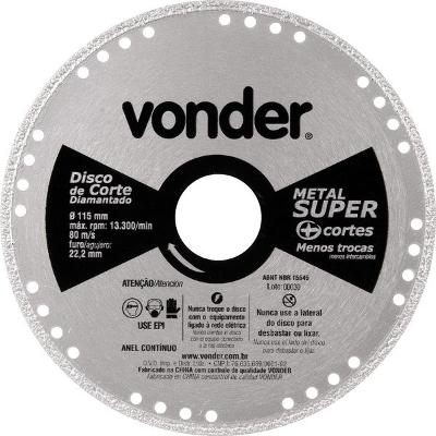 Disco Corte 115mm Diamantado Contínuo Metal Super Vonder