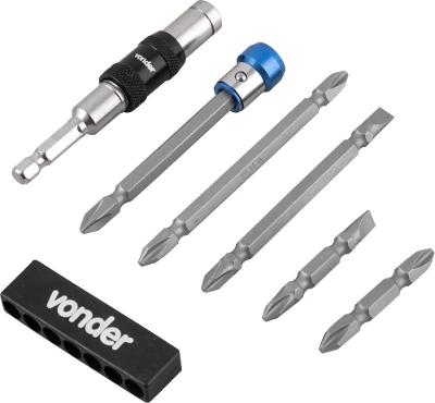 Jogo Bits/Ponteiras 8 Peças Extensão Magnética artic. Vonder
