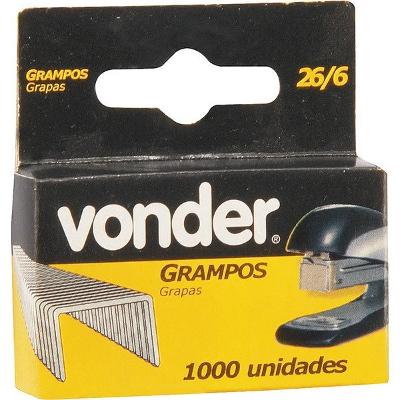 Grampo 6mm Reto 26/6 Grampeador Escritório 1000 Vonder