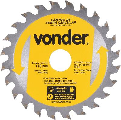 Lâmina Serra Circular Vídea 110x20x2,6mm 24D 12100Rpm Vonder