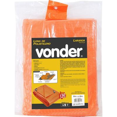 Lona polietileno 8x4m laranja 150 micras média Vonder