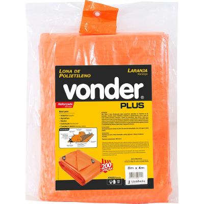 Lona Polietileno 12x8m Laranja 200 Micras Reforçada - Vonder