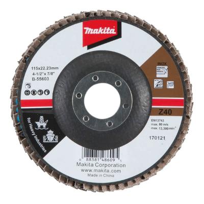 ​Flap Disco Makita 115mm Grão Z40 Desbaste de Metais B-55603