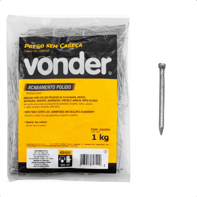 Prego sem Cabeça 8 x 8 Polido 1 Kg Vonder