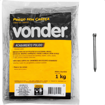 Prego sem Cabeça 12 x 12" Polido 1 Kg Vonder