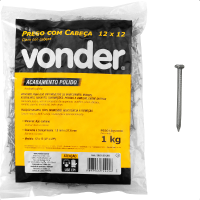 Prego com Cabeça 12 x 12" Polido 1 Kg Vonder