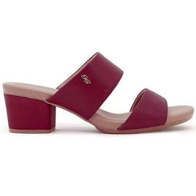 Sandália Couro Usaflex Tiras Feminina - Vinho