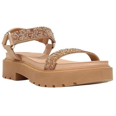 Rasteira Vizzano Strass Tratorada Feminina - Bege