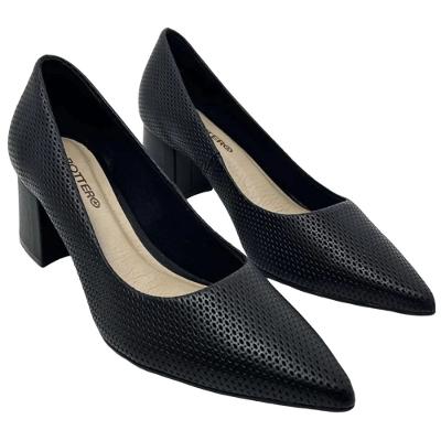 Scarpin Couro Bottero Salto Médio Bico Fino Feminino - Preto