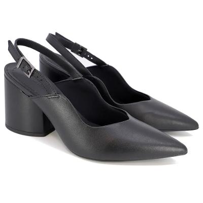 Scarpin Couro Usaflex Slingback Feminino - Preto