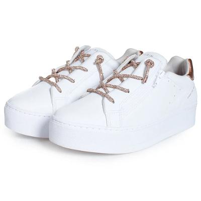 Tênis Ramarim Flatform Cadarço Strass Feminino - Branco e Rosê