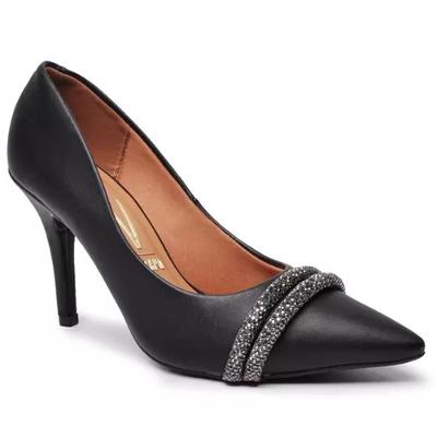 Scarpin Vizzano Tira Strass Salto Alto - Preto