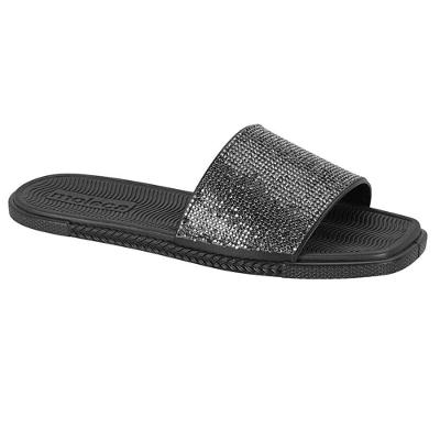 Rasteira Moleca Slide Strass Feminino - Preto