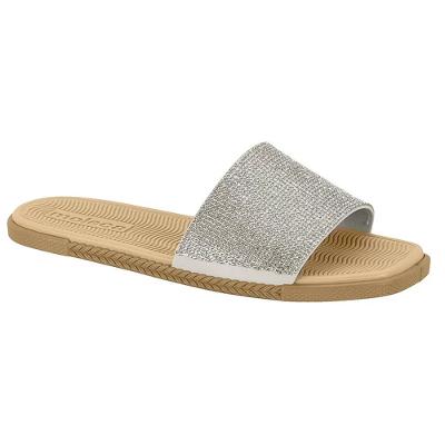 Rasteira Moleca Slide Strass Feminino - Branco Off