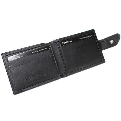Carteira Fasolo Couro Masculina K724 - Preto