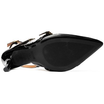 Scarpin Vizzano Slingback Fivelas Salto Médio Verniz - Preto
