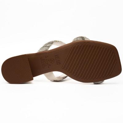 Tamanco Vizzano Salto Baixo Tiras Strass Feminino - Branco