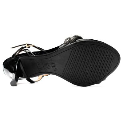 Sandália Vizzano Salto Médio Strass Feminina - Preto