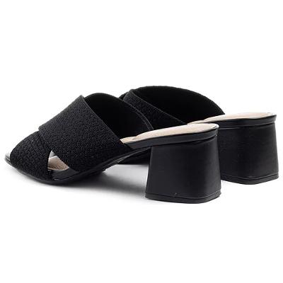 Tamanco Modare Tecido Knit Salto Baixo - Preto
