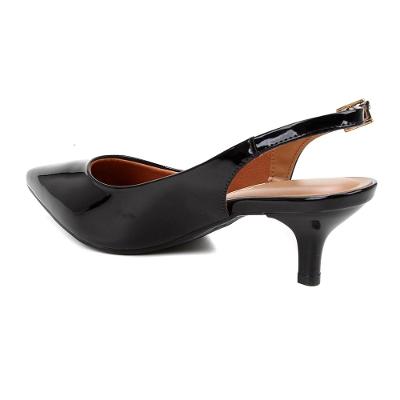 Scarpin Vizzano Salto Baixo Bico Fino Chanel - Preto