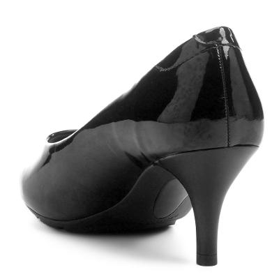 Scarpin Modare Ultra Conforto Salto Baixo Verniz - Preto