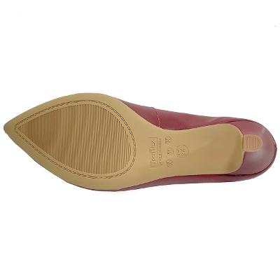 Scarpin Couro Usaflex Salto Fino Liso - Vermelho Escuro
