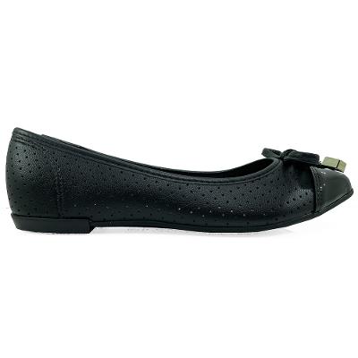 Sapatilha Moleca Laço Bico Fino Microperfuros - Preto