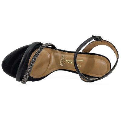 Sandália Vizzano Tiras Strass Salto Médio - Preto