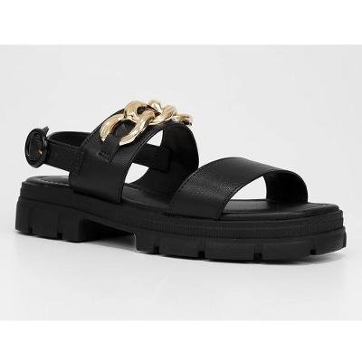 Sandália Moleca Flatform Corrente Feminina - Preto
