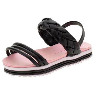 Sandália Infantil Molekinha Flatform Tiras Trançadas - Preto