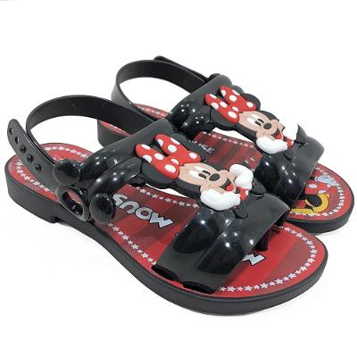 Sandália Infantil Minnie Show Bag Menina - Preto e Vermelho
