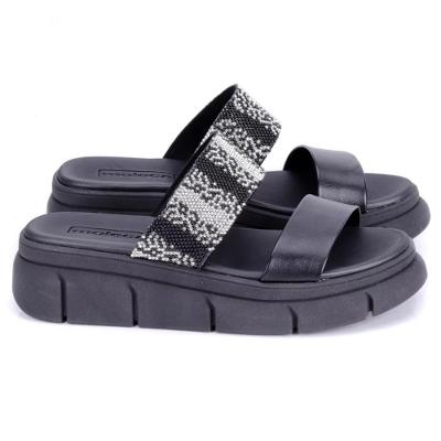 Rasteira Moleca Flatform Strass Feminino - Preto