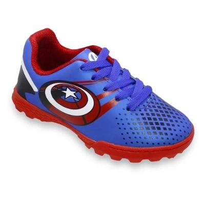Chuteira Infantil Society Dray Marvel Capitão América - Vermelho e Azul